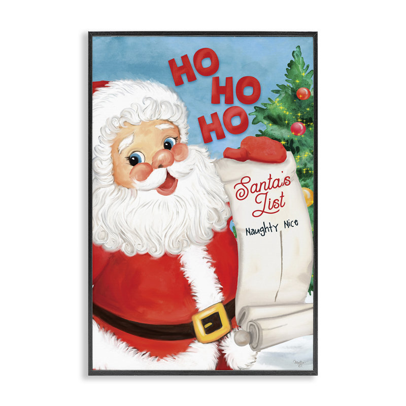 «Santa's Naughty Nice List», art de la giclée encadrée par Mollie B., H 18 po x l 12 po, Giclée encadrée noir minuit