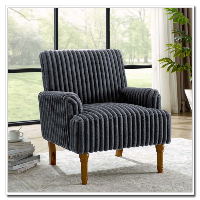 Modern Accent Corduroy Chair, Gris foncé