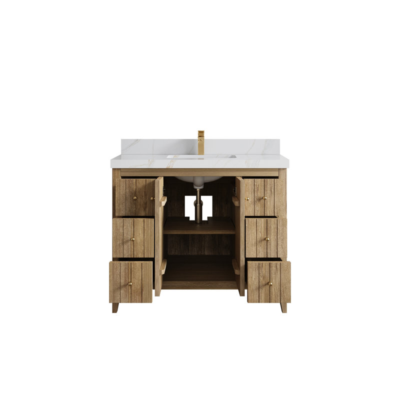 Teck d'Atlanta 42 po X P 22 po De meuble-lavabo simple D Quartz, Sienne Calacatta