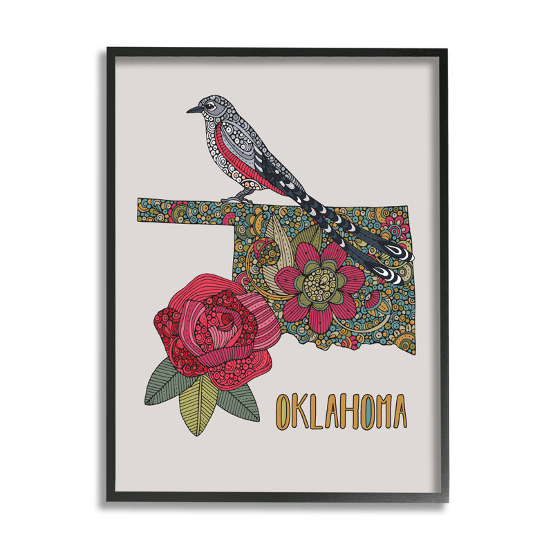 «Oklahoma State Bird and Flower», motif floral détaillé par Valentina Harper - cadre photo, impression sur toile