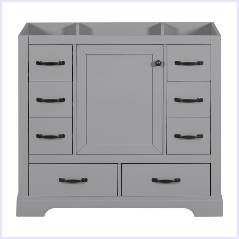 Meuble-lavabo moderne avec tiroir multifonctionnel, Gris