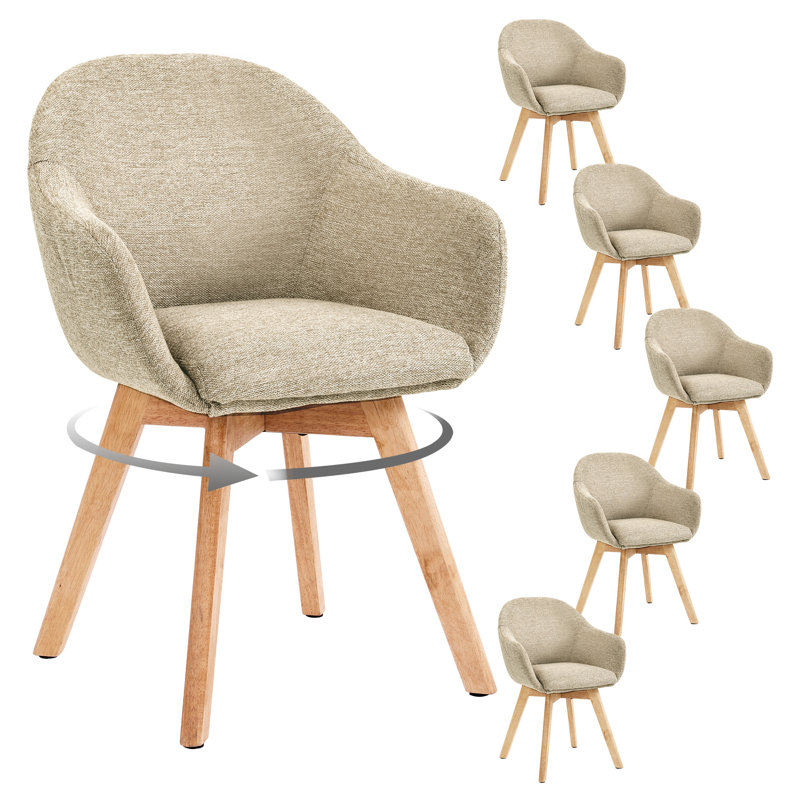 Upholstered Dining Chair, 49cm Seating Height , Greige, 6, Greige