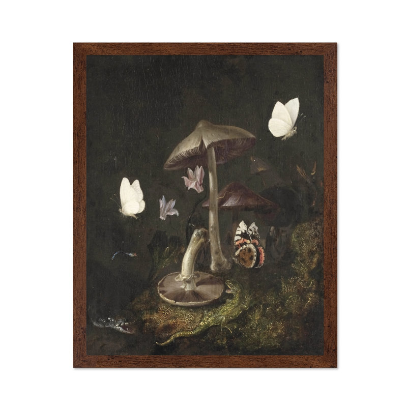 Un Bosco Sotto avec des champignons, des papillons, une libellule, un serpent et un lézard, H 08 po x l 10 po, Affiche