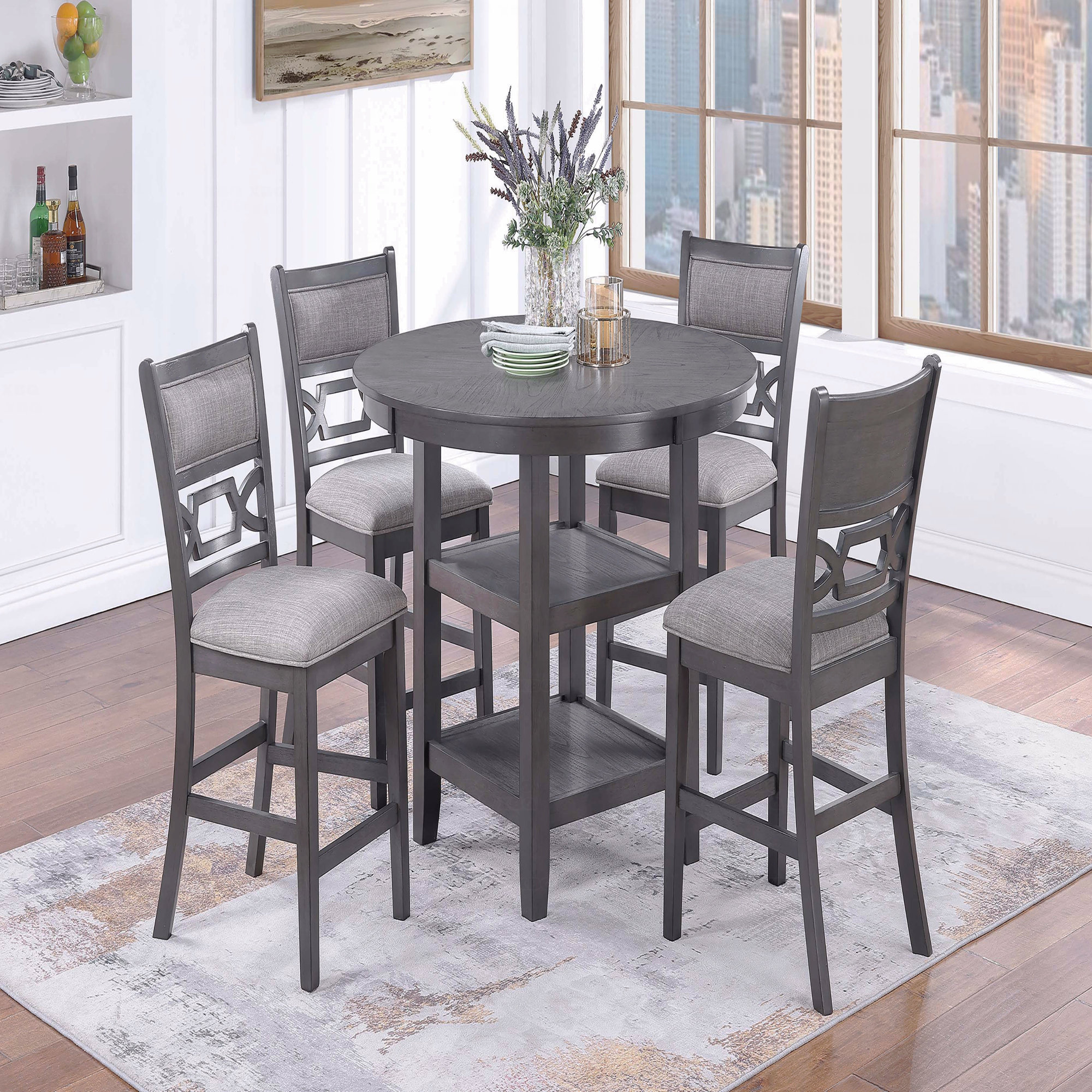 Red Barrel Studio 5-Piece Counter Height Dining Set Round Table With ...
