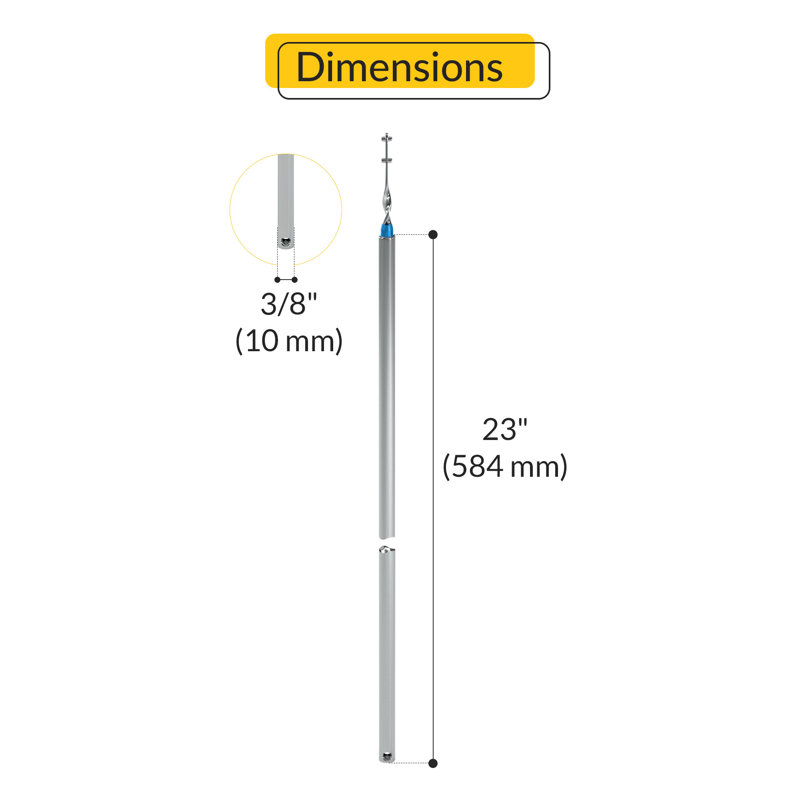  Tilt Tube Balance 23 "Longueur du tube avec roulement bleu, Argent / bleu