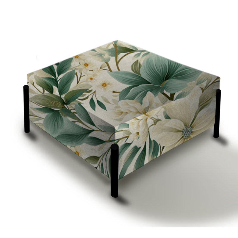 Subdued Oasis Boho Pattern I - Floral Large Square Ottoman