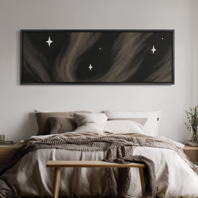 Très grand art mural rétro encadré pour art classique, H 20 po x l 60 po, Noir