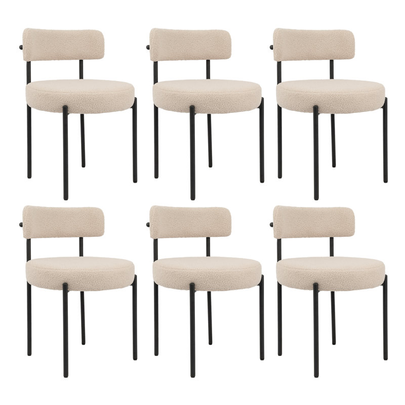 Zarrin Upholstered Metal Frame Side Dining Chair Set, Beige