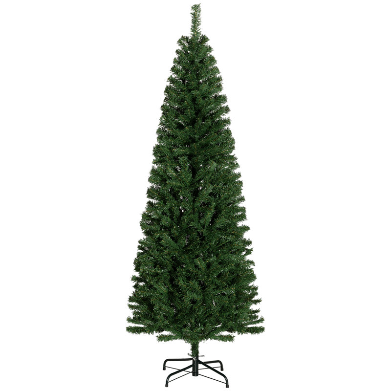 Sapin de Noël artificiel à forme allongée de 6 pi avec 618 branches réalistes HOMcom, vert, H 6 pi, Vert