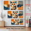 Tableau abstrait géométrique hibou sur toile tendue (lot de 3)-1924969554