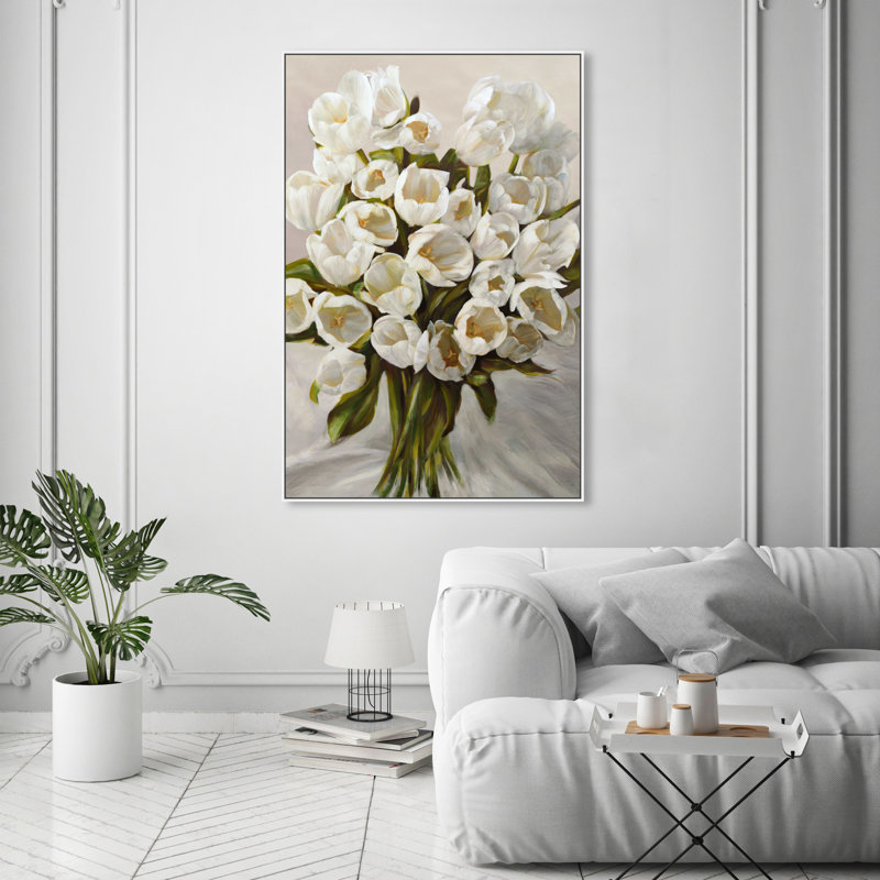 Tulipes élégantes-impression sur toile tendue, H 36 po x l 24 po, Cadre doré
