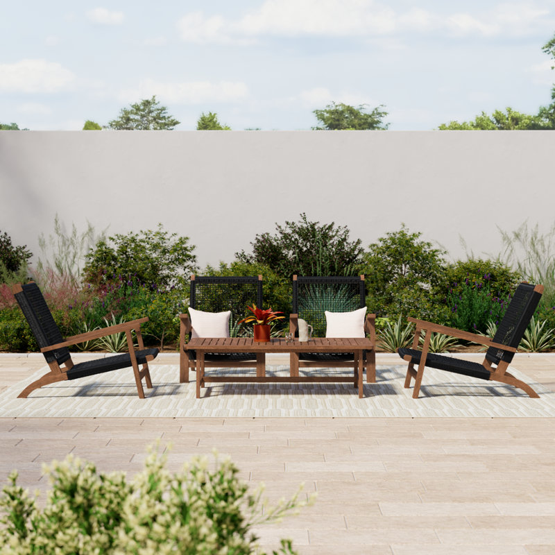 Kismet Acacia 4 - Person Patio Conversation Set, Natural/Black