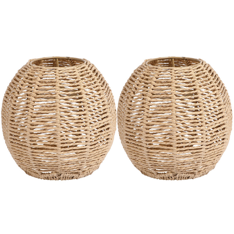 2pcs Imitation Rattan Ceiling Light Covers Pendant Shades For Chandeliers,tearoom, Living Room,light Brown