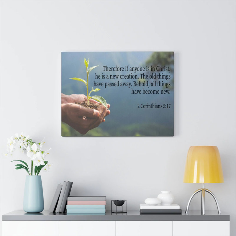 «N'importe qui est une nouvelle création» 2 Corinthiens 5: 17, art mural chrétien, verset biblique, prêt à être accroché
