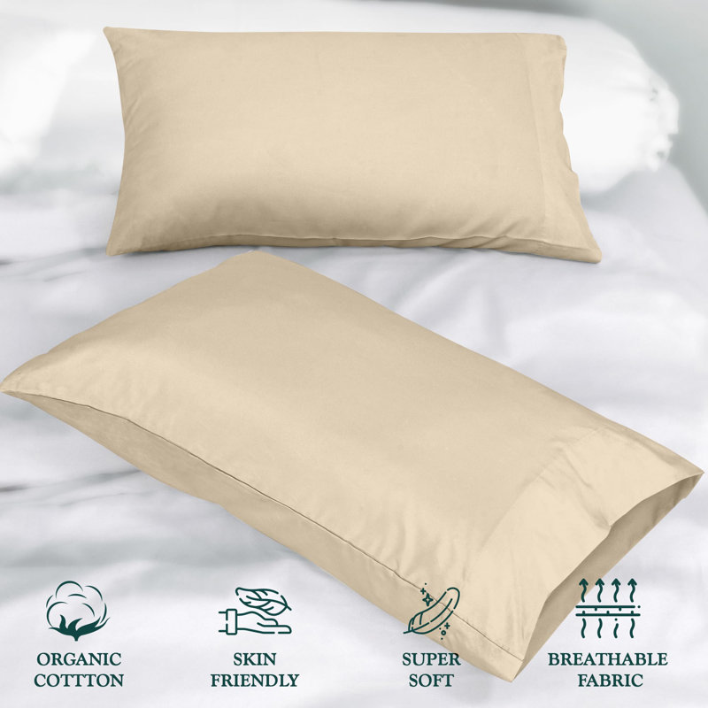 ROYALE LINENS 300 Thread Count 100% Long Staple Combed Cotton Pillowcases Set of 2 - Ultra Soft - Standard Bed Pillow Cover - 20"x26" - Breathable, Cool & Crisp Percale Pillow Case (Std, Lake Blue)