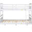 Lit simple superposé au-dessus d'un lit double pour l'espace de la chambre à coucher - Blanc et coffre-fort avec garde-corps inclus-429006559