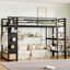 Lit mezzanine en métal peu encombrant avec garde-robe intégrée et rangement perforé