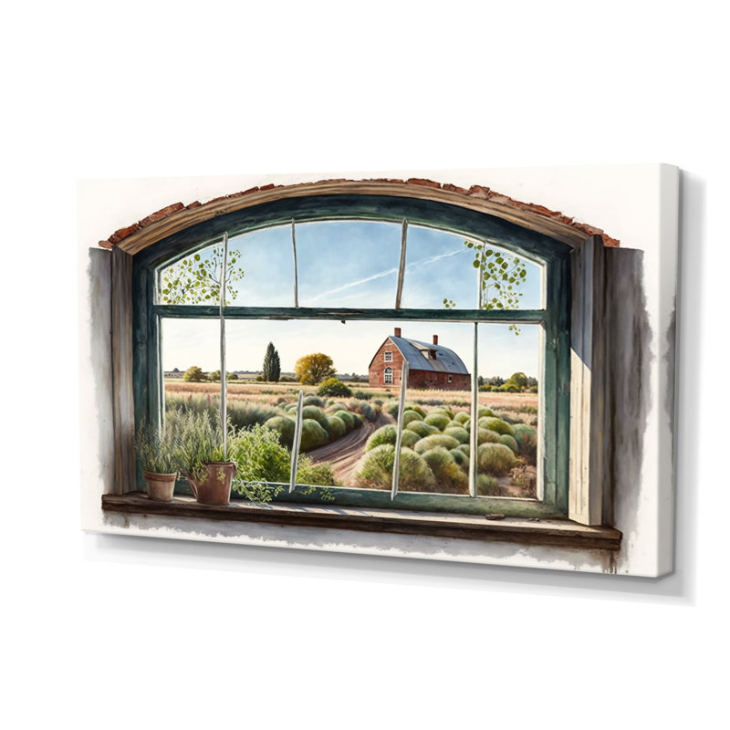 Window View Of Barn - Landscape Canvas Wall Art
