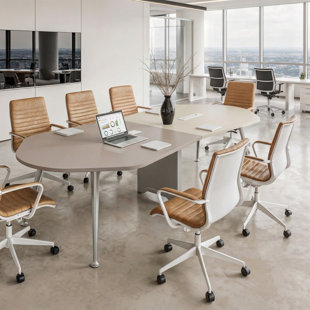 Modern 8-Person Conference Desk, 9.2ft Meeting Table with Power Outlets