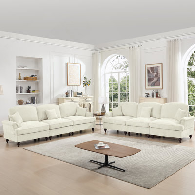 Ensemble de canapé classique 2 pièces avec accoudoirs évasés, volants amovibles et pieds fuselés pour un décor de salon élégant