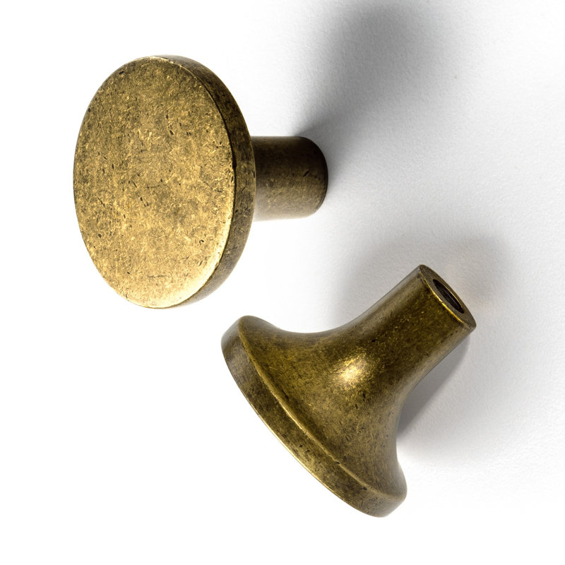 Boutons d'armoire ronds rustiques, Laiton antique, 1 1/4"
