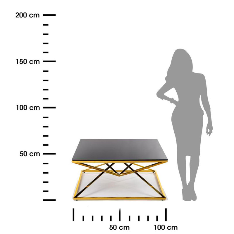 Amesville Frame Coffee Table, Black Top/Gold Base