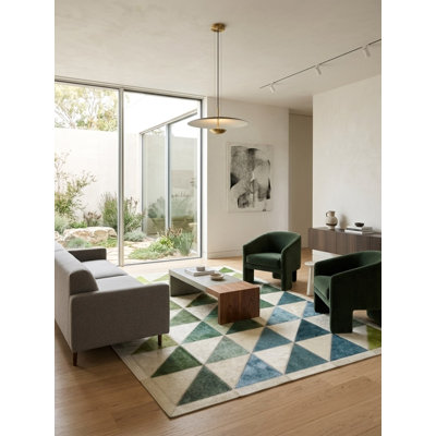Abani Rugs Hide HID330A Green Blue Ivory Half Square Triangle Patchwork Soriano Area Rug