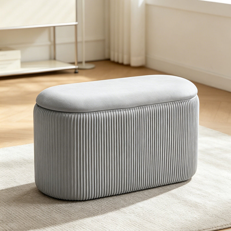 78cm Wide Velvet Rectangle No Pattern Standard Ottoman
