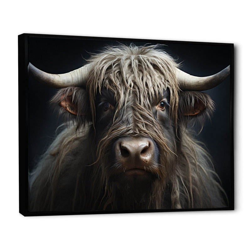 Portrait de yaks noir et blanc I, reproduction d'art sur toile, H 34 po x l 44 po x P 1,5 po, Noir