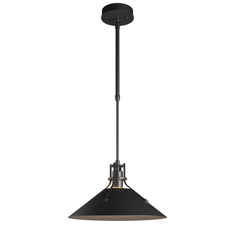 Henry Outdoor Pendant with Metal Shade, Coastal Black, 8.7" H x 14.4" W x 14.4" D