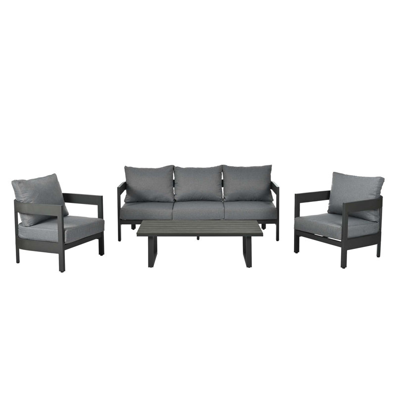 Ensemble de sièges d'extérieur de haute qualité avec coussins épais, Gris