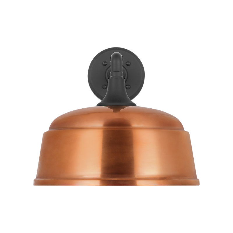 Thomas O'Brien 1 - Light Outdoor Barn Light, Soft Copper, 12" H x 12.5" W x 16.5" D, Matte Black
