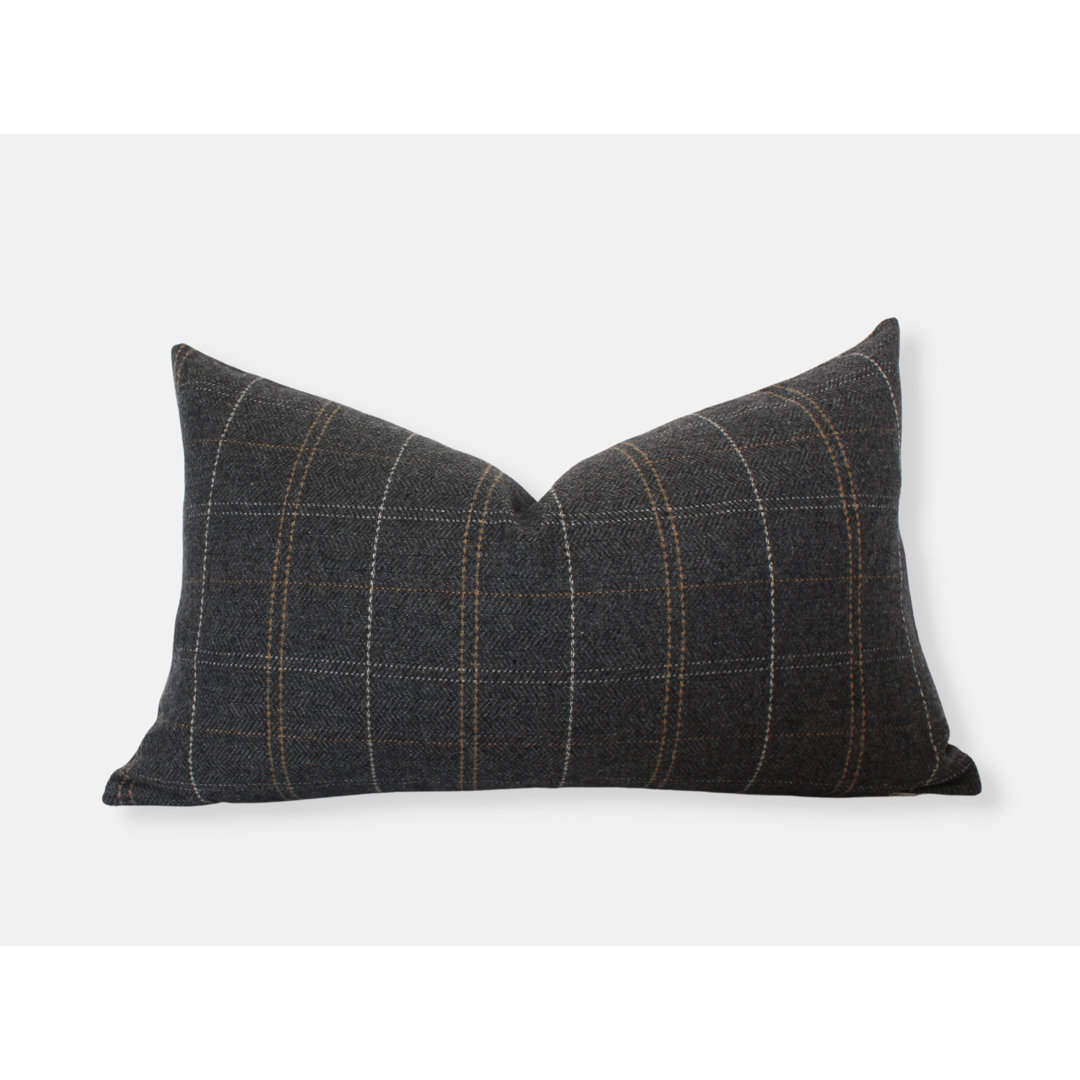 Dark Gray Plaid Pillow Cover Textileish