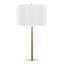Lampe de table en laiton antique avec abat-jour en lin blanc