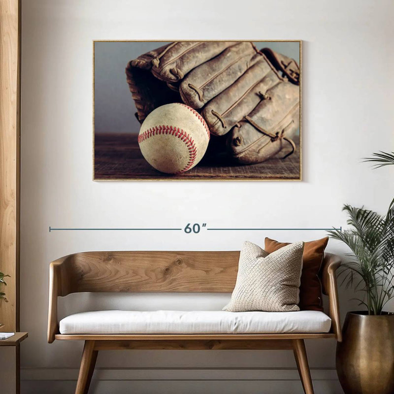 Souvenirs de baseball, Cadre flottant en bois naturel, 43 po x 29 po