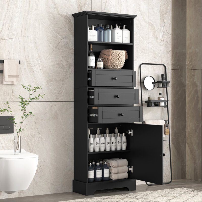 Grande armoire de rangement polyvalente avec plusieurs options de rangement et tablettes réglables pour divers espaces., Noir