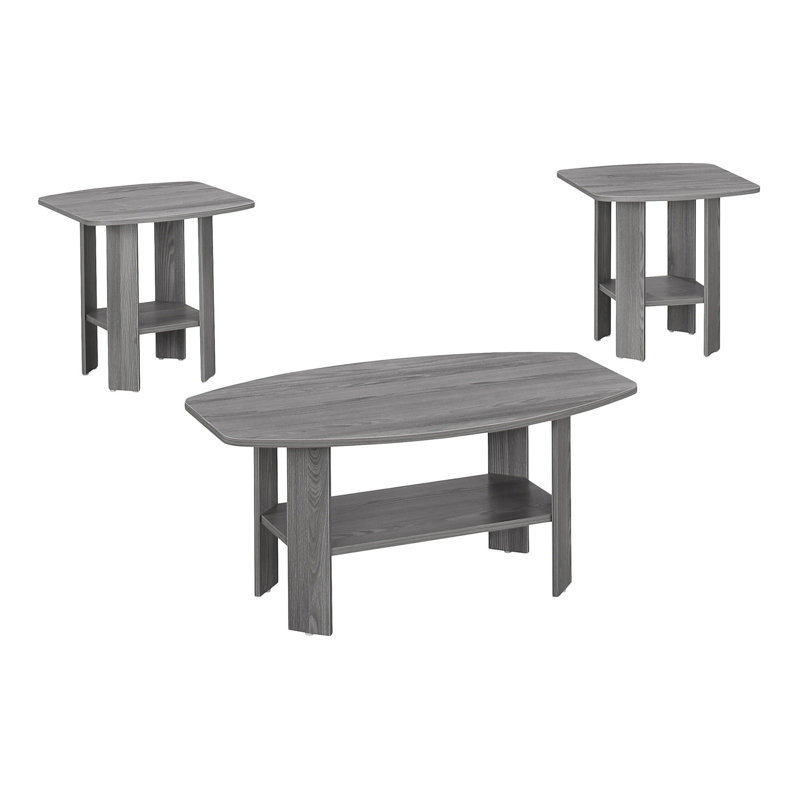 Ensemble de table, ensemble de 3 pièces, café, bout, côté, décor, salon, stratifié gris, transitionnel, Gris, Gris