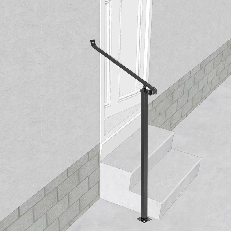 Powder-Coated Black Metal Handrail for Stairs and Deck