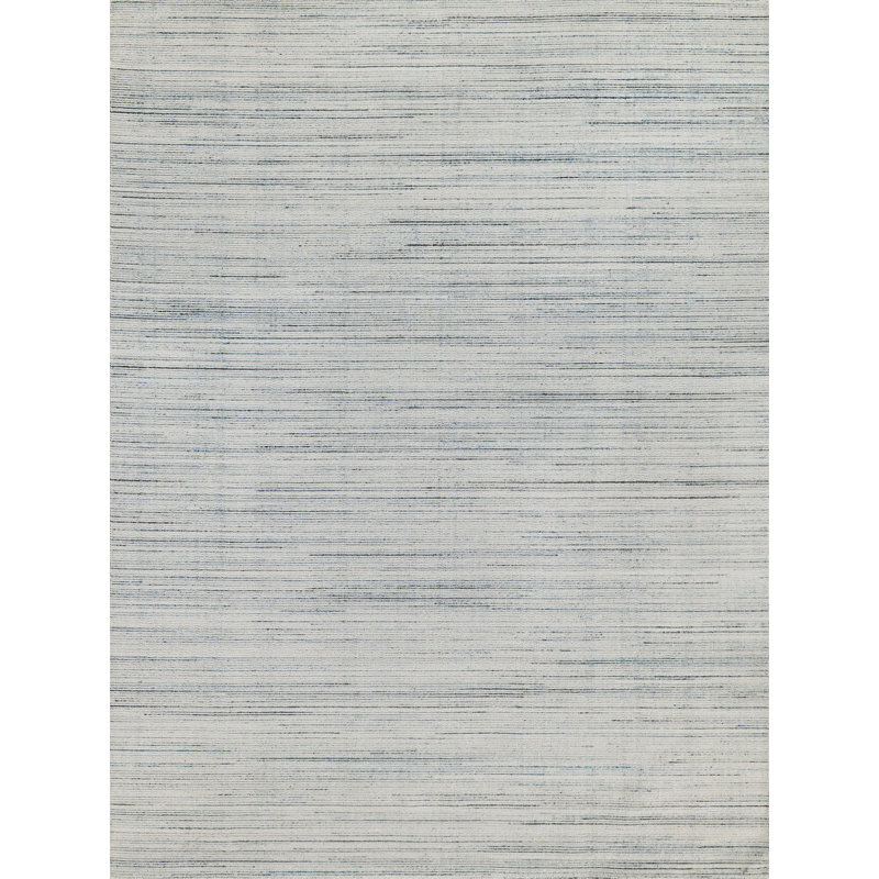 Carmen Hand Loomed PET Blue /Ivory Area Rug, Rectangle 9' x 12'