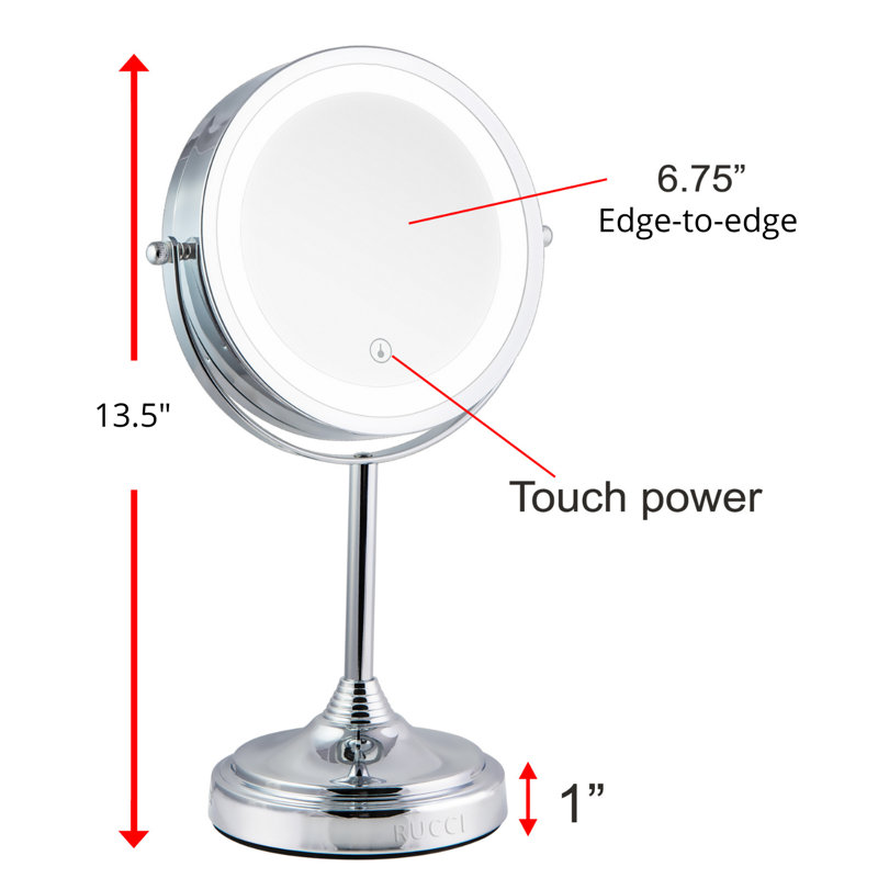 Miroir de maquillage / rasage lumineux, Chrome poli
