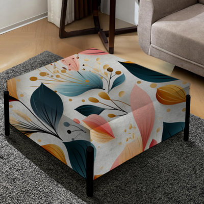 Motif floral de couleur pastel botanique I - grand repose-pieds carré botanique