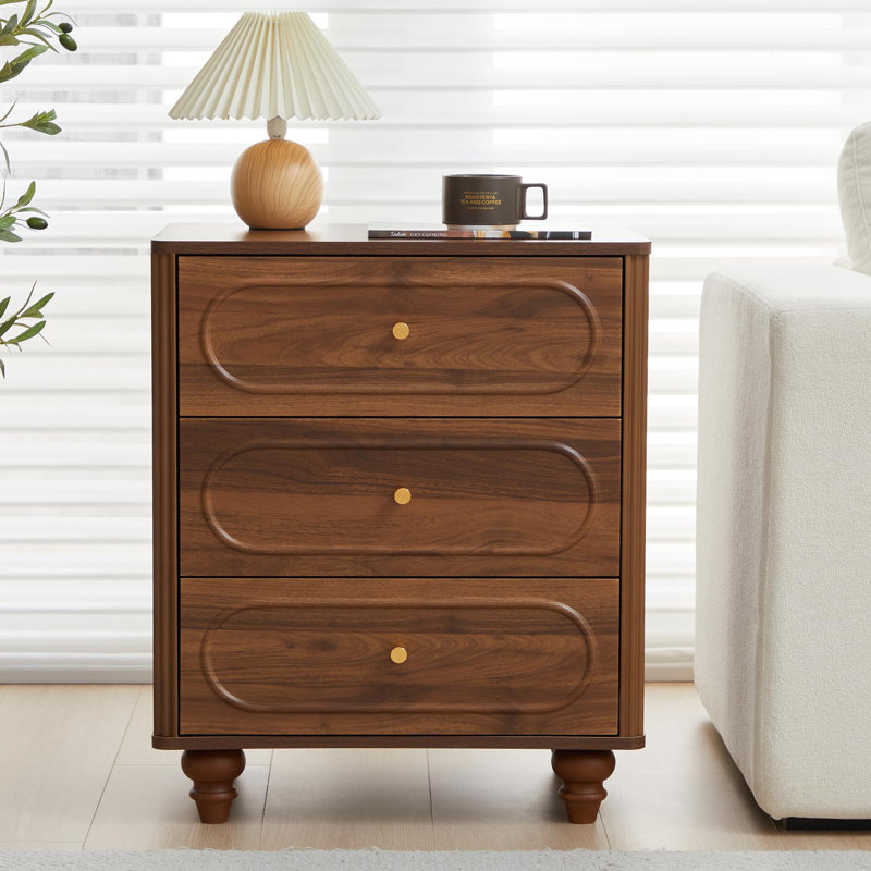 Doreatha 3-Drawer Fluted Nightstand, Walnut