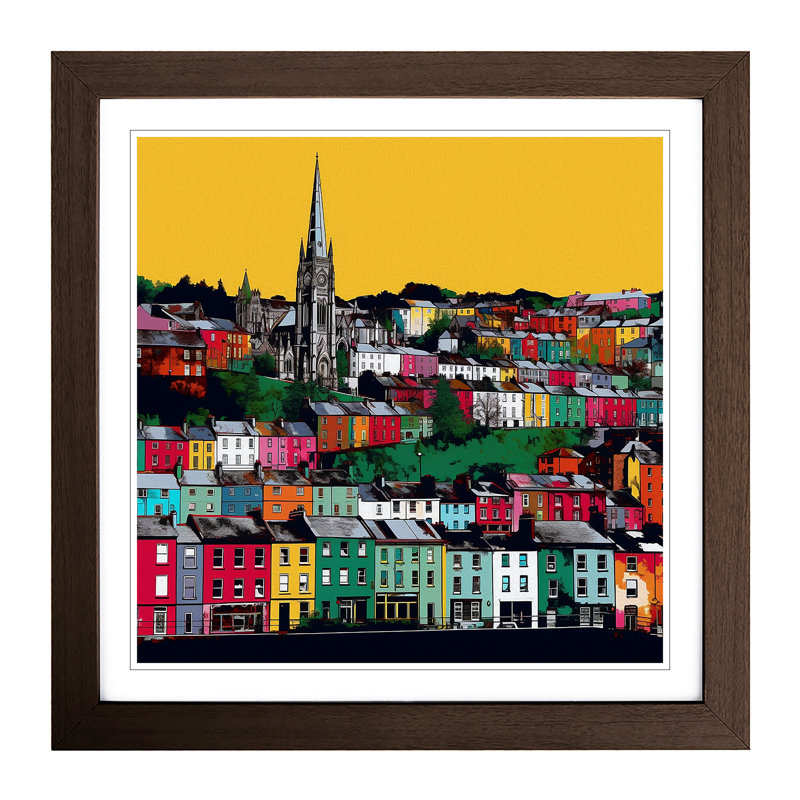 City Of Cork Pop Art No.1 - Single Picture Frame Print on Wood, Walnut