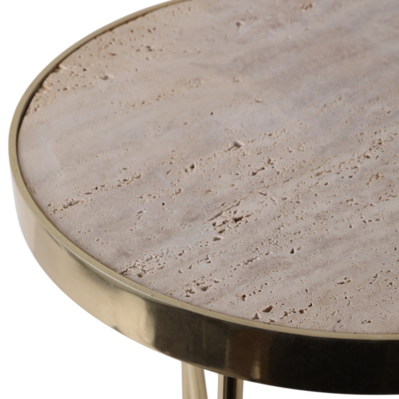 Table de bout chic avec plateau mince en travertin Chic
