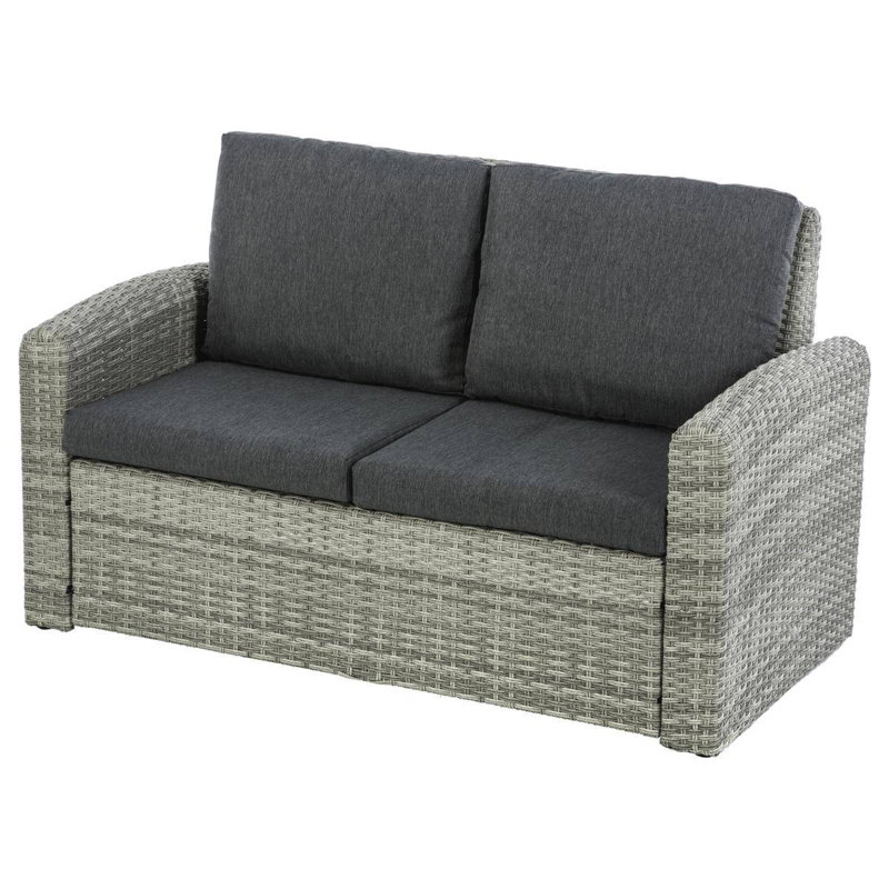 Scituate 78 cm W Metal Patio Sofa with Cushions, Charcoal