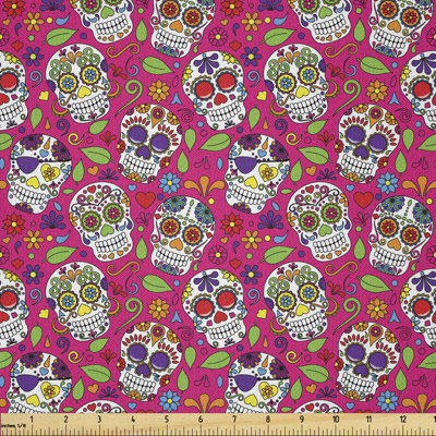 Daaltyn All Saints Day Mexican Flowers Hearts Fabric