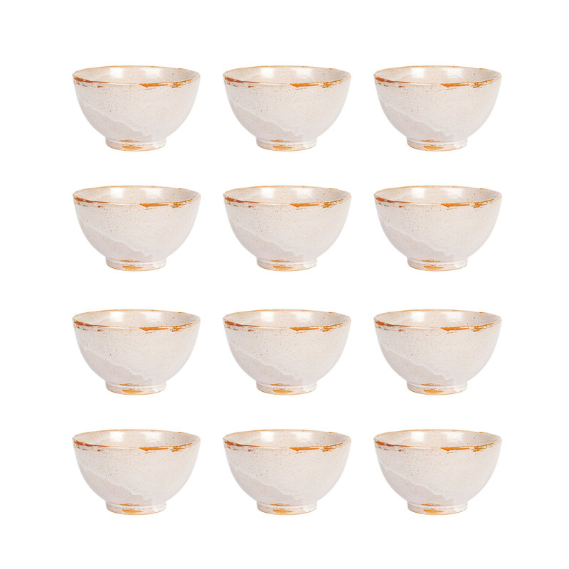 Round Stoneware Bowl Dinnerware Set With Reactive Glaze