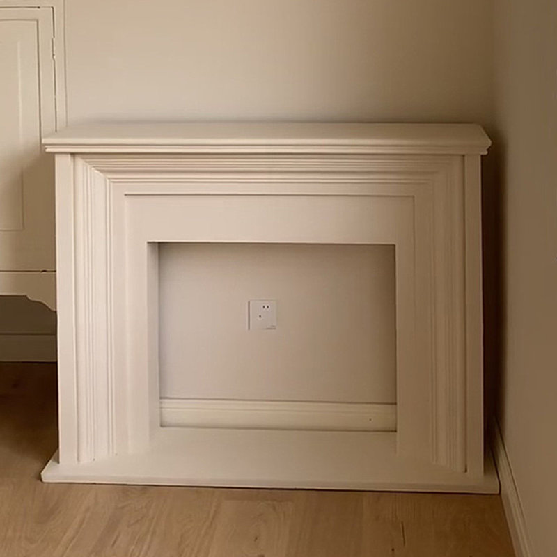 Foyer autoportant en bois massif beige, H 39,37 po x l 47,24 po x P 12,6 po