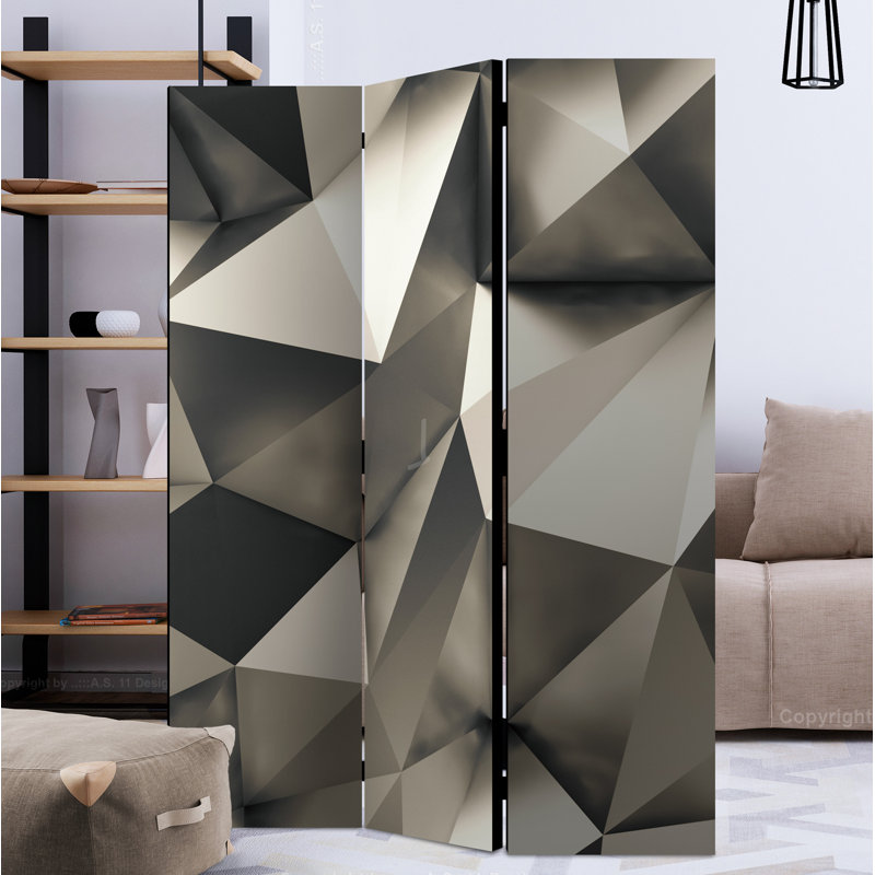 Greenville 172cm H Solid Wood Folding Room Divider, 3, Silver