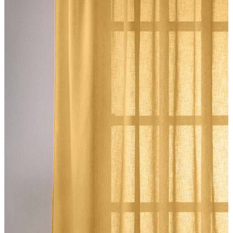 Roehit Sheer Curtain Pair, 140cm Width x 137cm Drop, Ochre